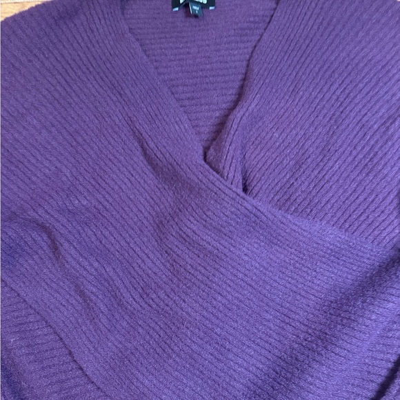 Express Purple Ribbed Wrap Sweater - Picture 2 of 4